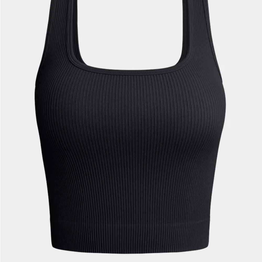 OQQ Black Ribbed Tank Top New
